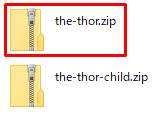 親テーマ「the-thor.zip」を選択